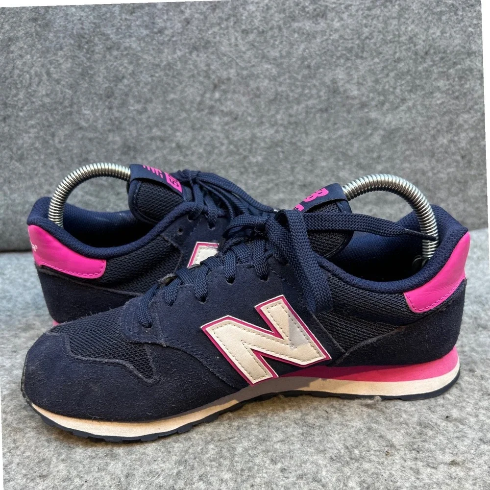 New Balance 500 Navy Blue Pink Suede Mesh Running Shoes Sneakers Womens Size 9